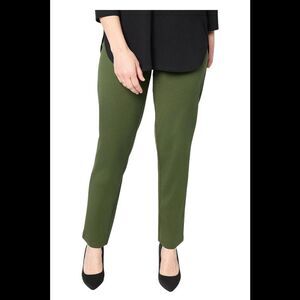 Susan Graver Women's Weekend Cotton Ponte Straight Leg Pant Forest - Petite